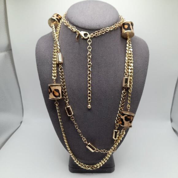 Chico's Animal Print Beaded Chain Belt or Long Necklace, 40 Inches - Picture 8 of 10